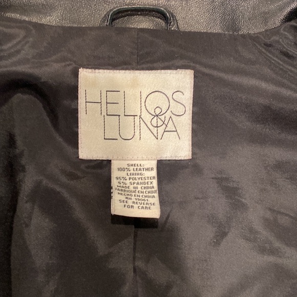 Womens Leather zip front jacket, ruched at front. 3/4 length sleeves.SZ 6 - Picture 5 of 7